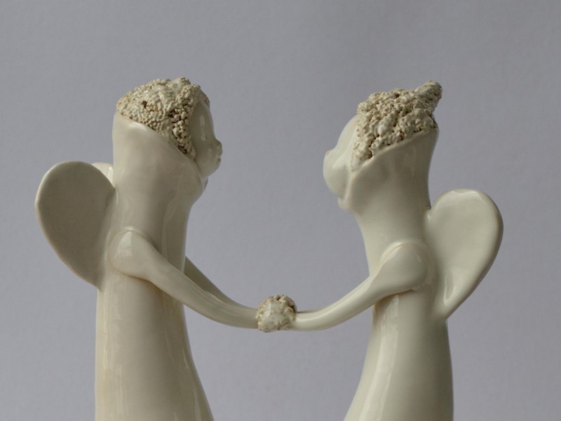 Ranku darbo keramika. Šeimos židinys - žvakidė vestuvėms. Dovana vestuviu proga jaunavedžiams.